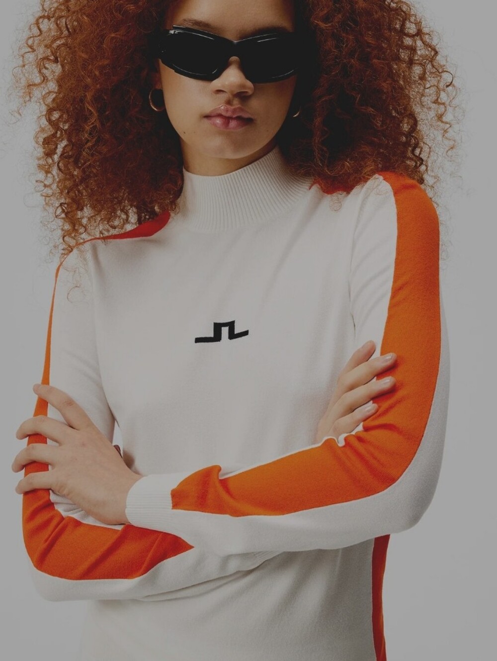 J. Lindeberg Adia Knitted White and Orange Turtleneck Sweater - S